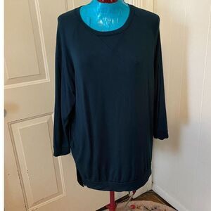 Emerald High Low Long Sleeve Scoop Neck Top Tunic Women Size M